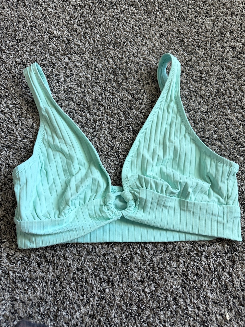 aerie Mint Ribbed Twist-Front Bikini Top